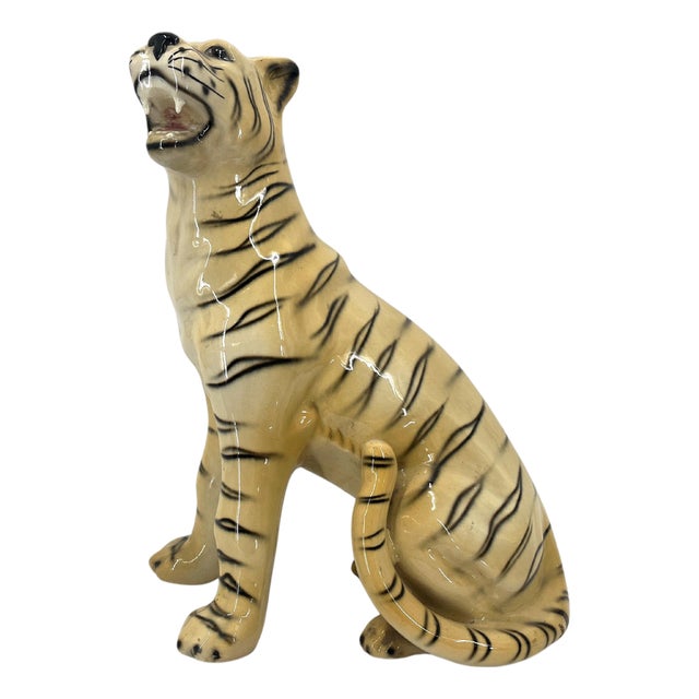 Hand-Painted Ceramic Leopard, Italy, 1960s For Sale