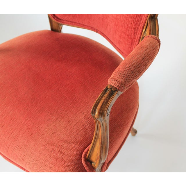 Salmon French Louis XV Style Fauteuil For Sale - Image 8 of 15