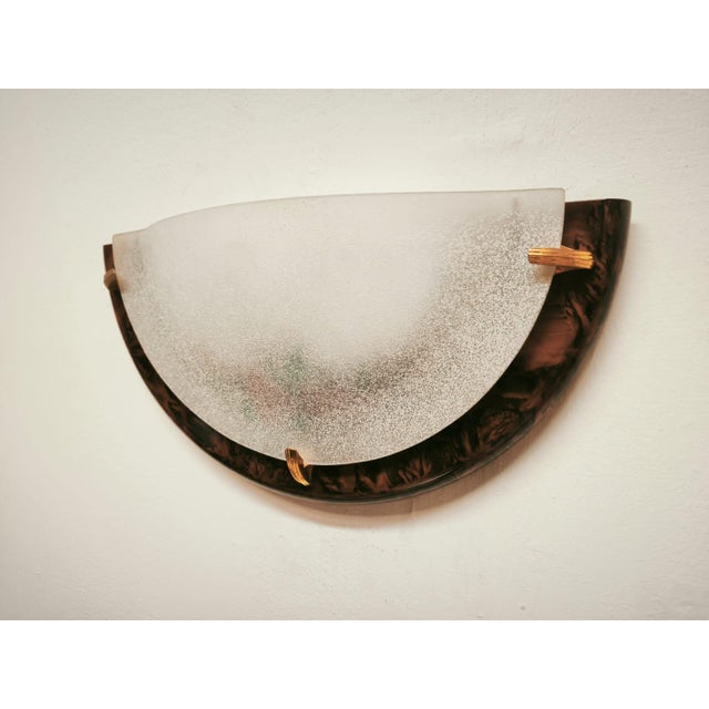 Wall Lamp in Briar Root with Decorated Glass, 1980s For Sale - Image 4 of 9