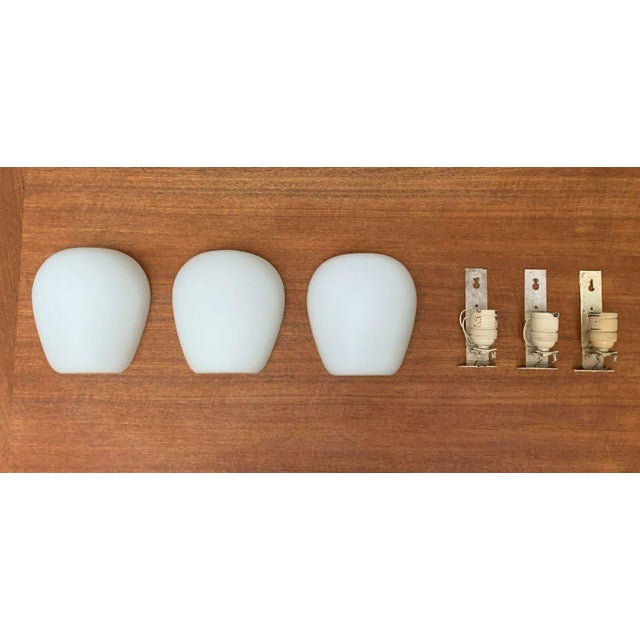 Metal Mid-Century Modern German Muschel Glass Wall Lamps by Wilhelm Wagenfeld for Peill & Putzler, Set of 3 For Sale - Image 7 of 18