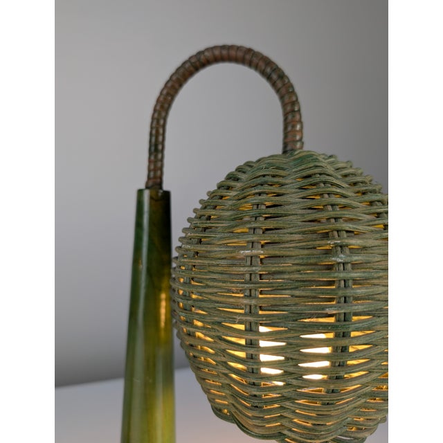 1990s Vintage Torres Green Rattan Lamps by Mario Lopez, 1990s, Set of 2 For Sale - Image 5 of 16