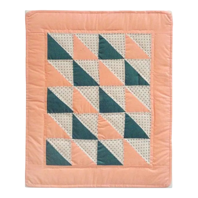 19thc Satin Salmon & Green Birds in Flight Mounted Doll For Sale