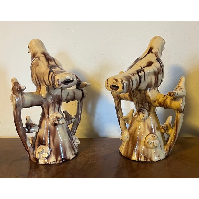 19th Century English Folk Art Staffordshire Redware Slip Decorated Treacle Glaze Bird Dovecote Whistles, Circa 1820 - A Pair For Sale - Image 9 of 11