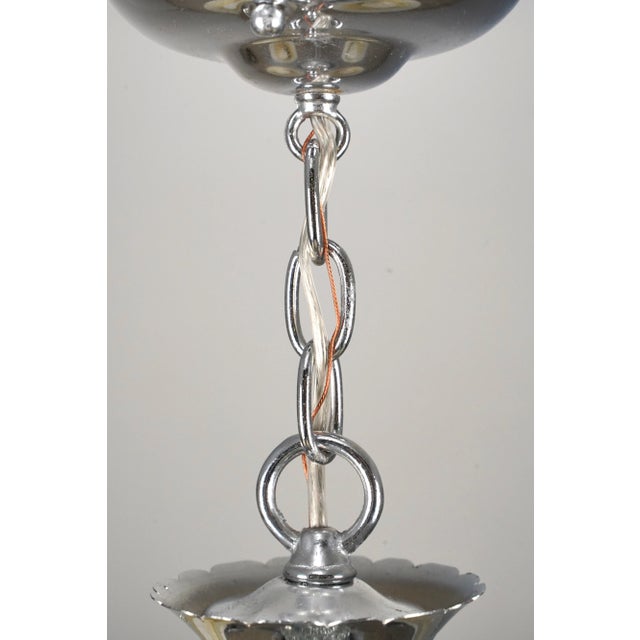 1930s Traditional 5 Light Nickel Shade Chandelier For Sale - Image 10 of 11