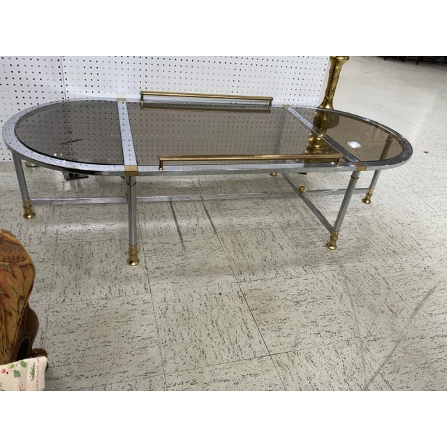 Metal Vintage Chrome Oval Coffee Table For Sale - Image 7 of 8