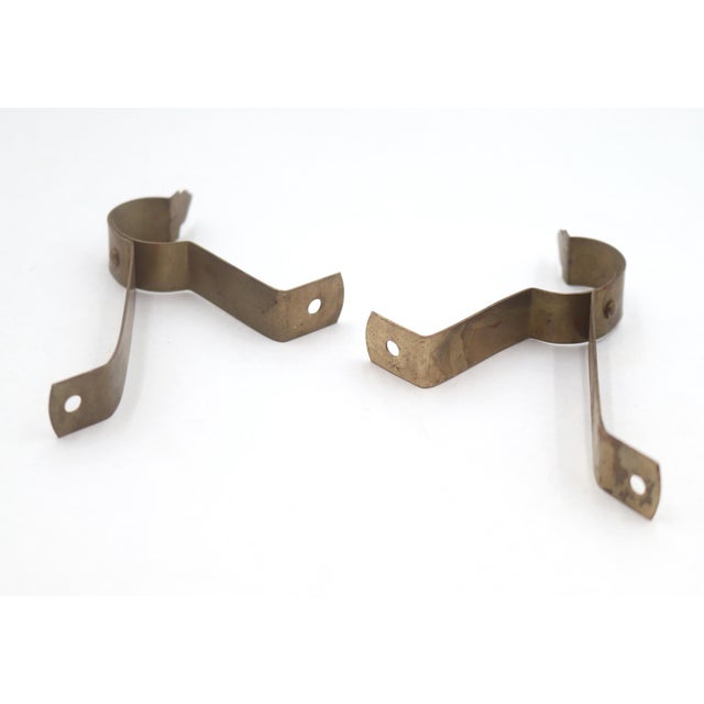 Mid 20th Century Pair of Brass Plated Steel Curtain Rod Brackets For Sale - Image 5 of 5