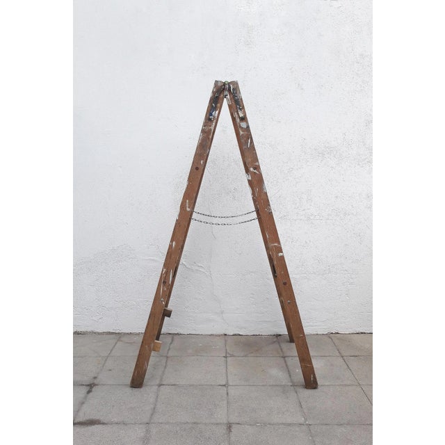 Mid-Century Modern Folding Wooden Painters Ladder, 1960s For Sale - Image 3 of 7