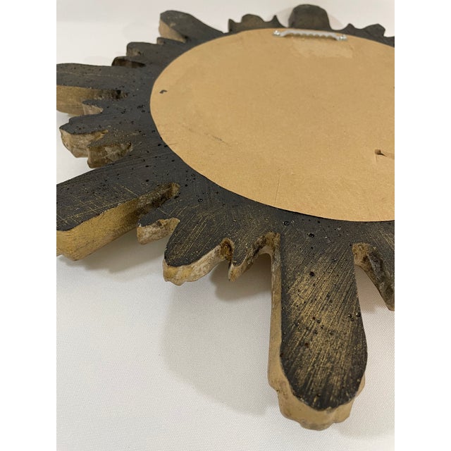 Vintage Mid Century 16.5" Creamy Giltwood Sunburst Wall Mirror For Sale - Image 14 of 18