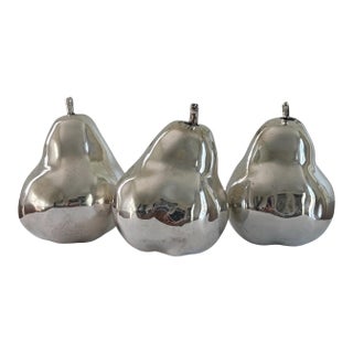 Vintage Silverplate Pears Decorative Fruit (Set of 3) For Sale