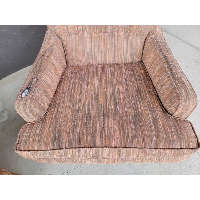 Wood Pair High-Back Lounge Chairs Manner of Edward Wormley For Sale - Image 7 of 17