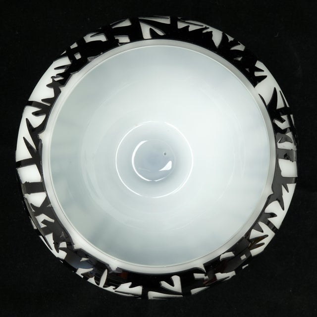 Contemporary Mid-Century Modern Revival Black & White Cased Glass Bamboo Vase For Sale - Image 11 of 12
