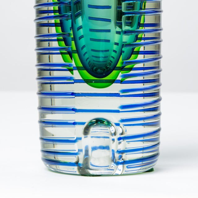 1980s Postmodern Glass Vase or Candlestick For Sale - Image 12 of 13