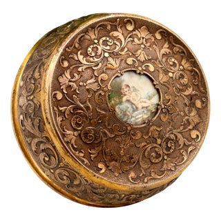 Gold-Plated Silver Jewelry Box with Floral Reliefs For Sale