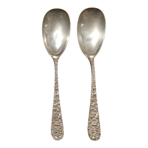 Pair of Early 20th Century Stieff Rose Serving Spoons