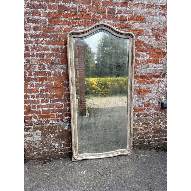 Large Antique 19th Century French Carved Wood Painted Mirror For Sale - Image 6 of 7