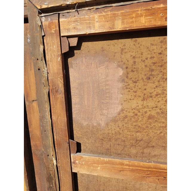 Le Vase Renversé: large framed oil on canvas depicting a little girl caught in the act of foolishness; she has knocked...