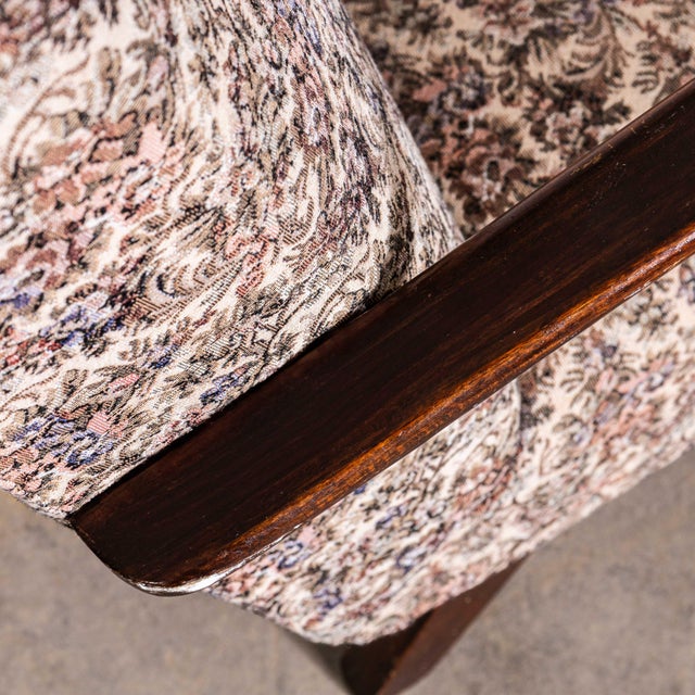 Armchair in Floral Jacquard Fabric from Jindrich Halabala, 1950s For Sale - Image 8 of 9