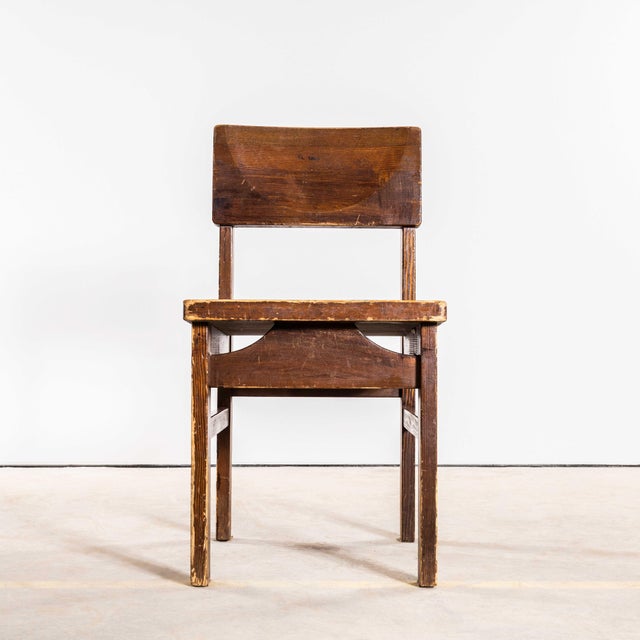 Mid-Century Pitch Pine Cube Dining Chairs, 1950s, Set of 6 For Sale - Image 3 of 9