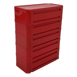 Red Model 4964 Chest of Drawers by Olaf Von Bohr for Kartell, 1970s For Sale