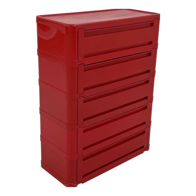 Red Model 4964 Chest of Drawers by Olaf Von Bohr for Kartell, 1970s For Sale
