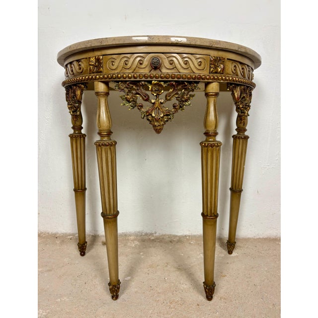 Italian Neoclassical Polychromed Console Table with Marble Top, Mid-20th Century For Sale - Image 15 of 16