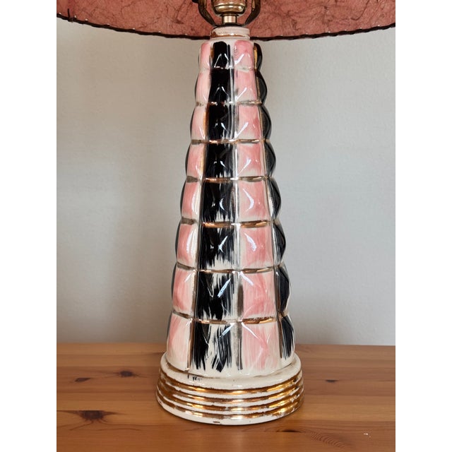 Pink Mid 20th Century MCM Atomic Era Lamps With Shades, Restored - A Pair For Sale - Image 8 of 14