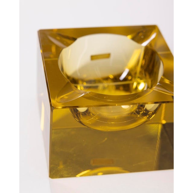 Vintage German Yellow Crystal Ashtray, 1960s For Sale - Image 4 of 9
