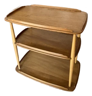 1960s Mid Century Modern Elm and Beech Bar Cart by Ercol & Designed by Lucian Ercolani, Attributed