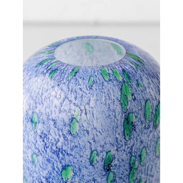 Green French Blue and Green Mouth-Blown Cased Art Glass Vase from La Rochère, 1960s For Sale - Image 8 of 17