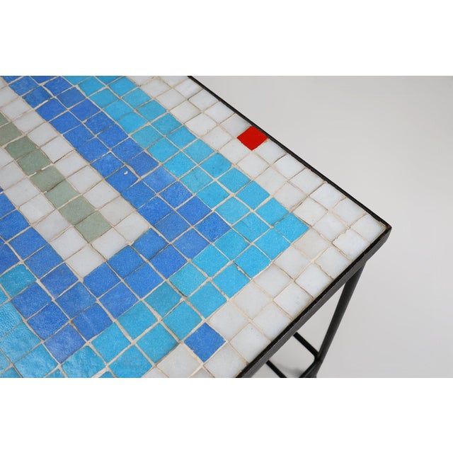 1950s Mid-Century Mosaic Coffee Table with Metal Frame, France, 1950s For Sale - Image 5 of 11