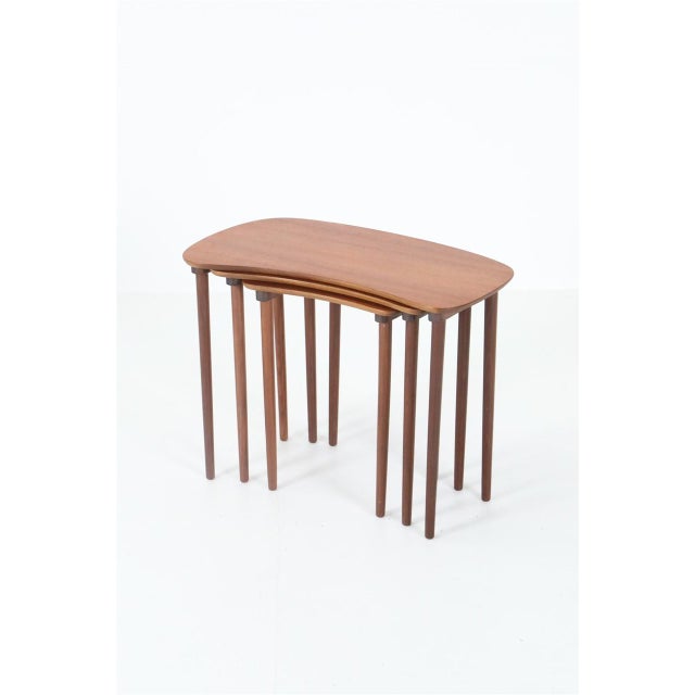 Mid-Century Modern Danish Asymmetrical Teak Nesting Tables, 1960s, Set of 3 For Sale - Image 3 of 16