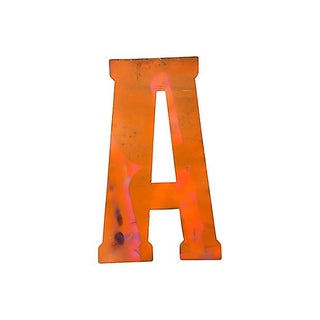 Large Tangerine Metal Marquee Letter A For Sale