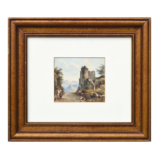 Impressionist Pen and Ink Illustration Castle Ruins Landscape John Varley Jr For Sale