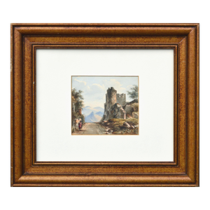 Impressionist Pen and Ink Illustration Castle Ruins Landscape John Varley Jr