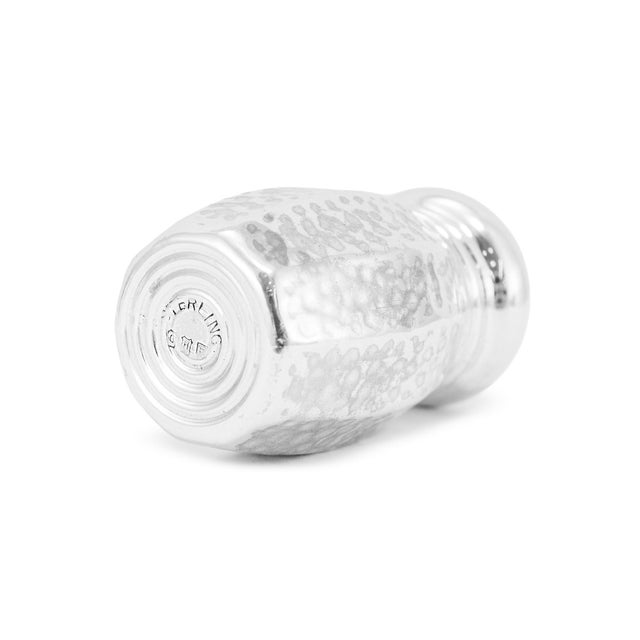 Vintage Sterling Silver Hammered Salt & Pepper Shakers Home Flatware Set For Sale In Houston - Image 6 of 8