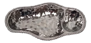 Silver Colored Porcelain Two Section Serving Piece