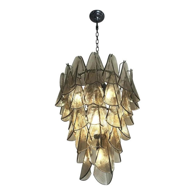 Contemporary Smoked Fumé Murano Glass Rondini Cascade Chandelier by Simoeng For Sale - Image 3 of 10