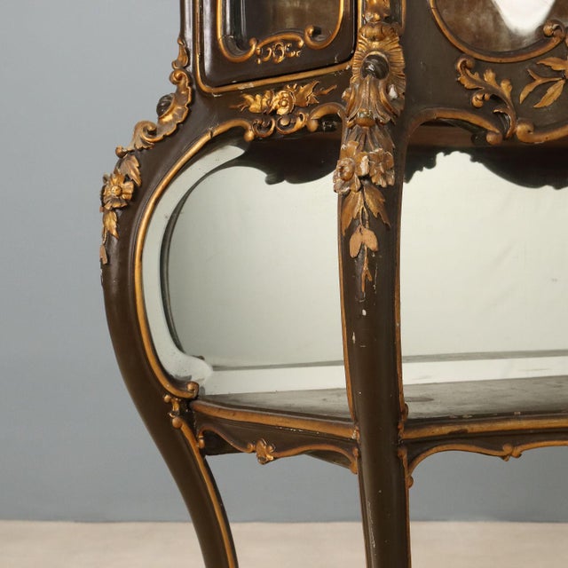 Brown Barocchetto Style Showcase in Carved and Lacquered Wood For Sale - Image 8 of 12
