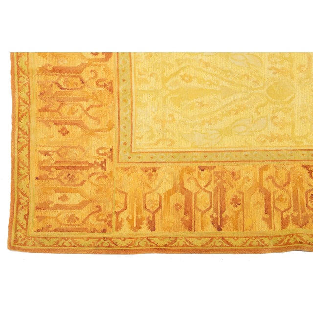 Textile 9 X 12 Handmade Modern Tibetan Wool & Silk Rug in Warm Golden With Traditional Deisgn For Sale - Image 7 of 10