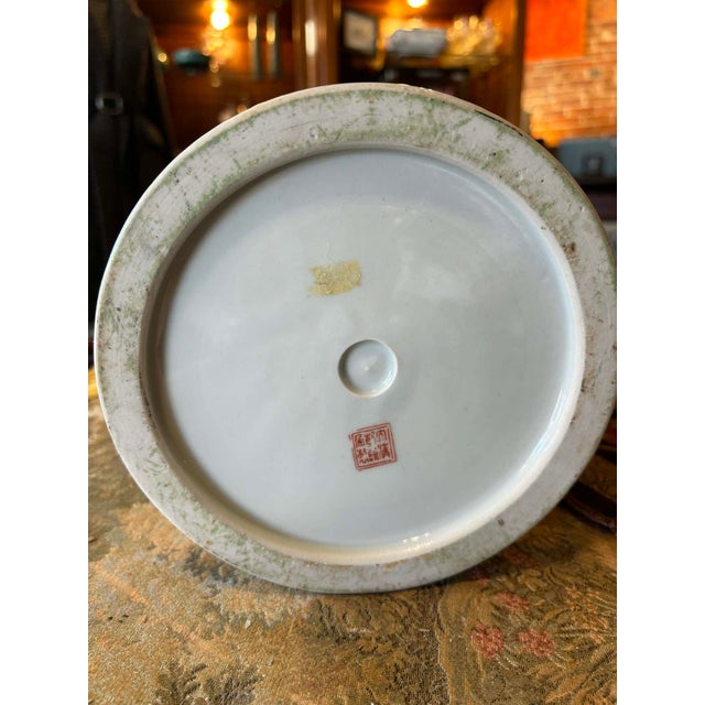 Chinese Vintage Chinese Ceramic Yellow and White Floral Umbrella Holder For Sale - Image 3 of 8