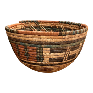 Vintage African Geometric Woven Basket
