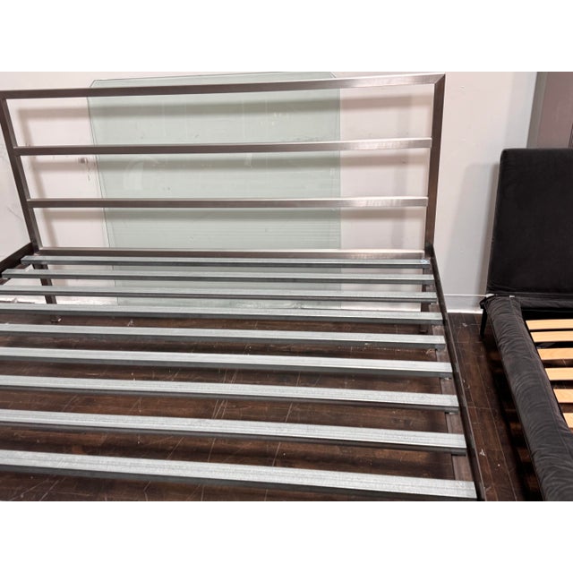 Eastern King Size Room & Board Stainless Steel Parsons Bed Frame For Sale - Image 9 of 12