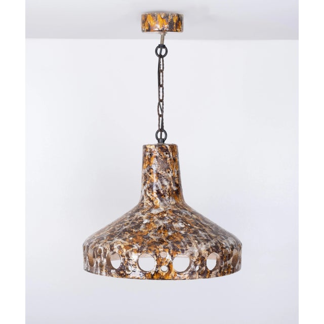 Floral Earthenware Pendant Lamp, 1960s For Sale - Image 9 of 9