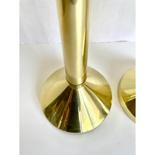 Vintage Brass Modern Candle Holder Set of 2 For Sale In Los Angeles - Image 6 of 7