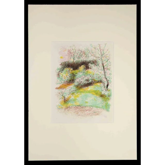 Sketch in The Garden is an original drawing in Ink, Watercolor, and pastel in the first half of the 20th Century. Good...