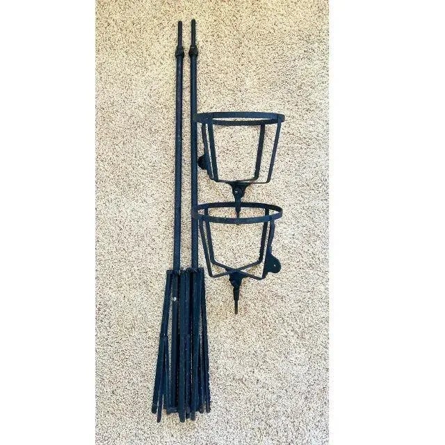 Mid-Century Adjustable, Wrought Iron Tripod Plant Stands, Indoor/Outdoor, Pair For Sale - Image 11 of 12