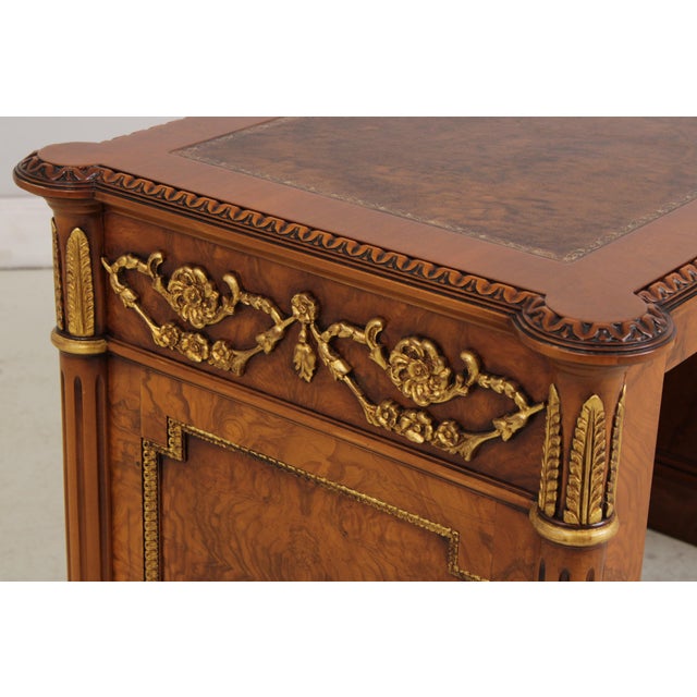 Francesco Molon Leather Top Office Writing Desk Computer Credenza For Sale - Image 13 of 18