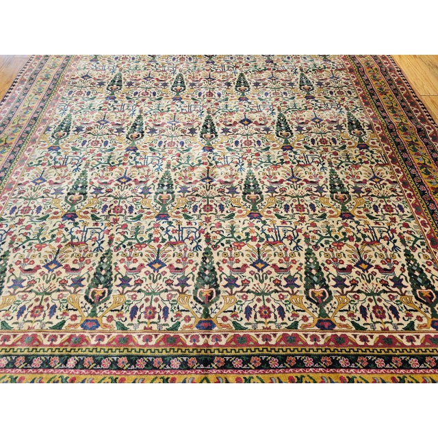 Textile Early 20th Century Indian Agra Rug, Handwoven “Tree of Life” Pattern, 9' x 12' For Sale - Image 7 of 14