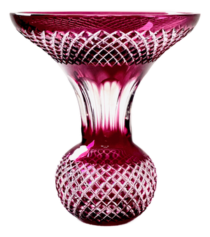 Mauve and Clear Cut Crystal Ball Vase with Trumpet Neck from Val Saint Lambert, 1890s