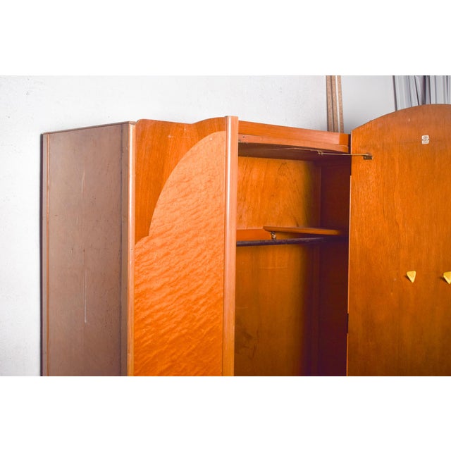 Wood Small Art Deco English Wardrobe in Light Wood, 1930 For Sale - Image 7 of 8